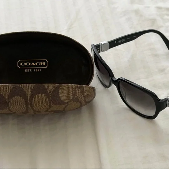 Coach Black Sunglasses with Brown Signature Case - Picture 2 of 2